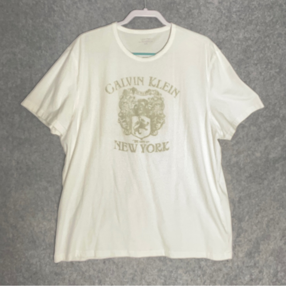 Calvin Klein Men's XL White Graphic Tee Casual Modern Cotton T-Shirt